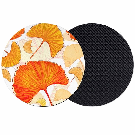 Burnt Orange Leaves Coasters Set of 2, Absorbent Coasters for Drinks, Elegant Botanical Vintage Art Coaster for Desk Coffee Table Protection, Home Decor House Warming Gifts 4"