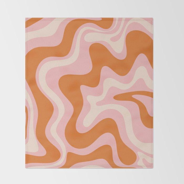 Burnt Orange, Light Pink and Cream Wavy Pattern Fleece Blanket, 280 GSM ...
