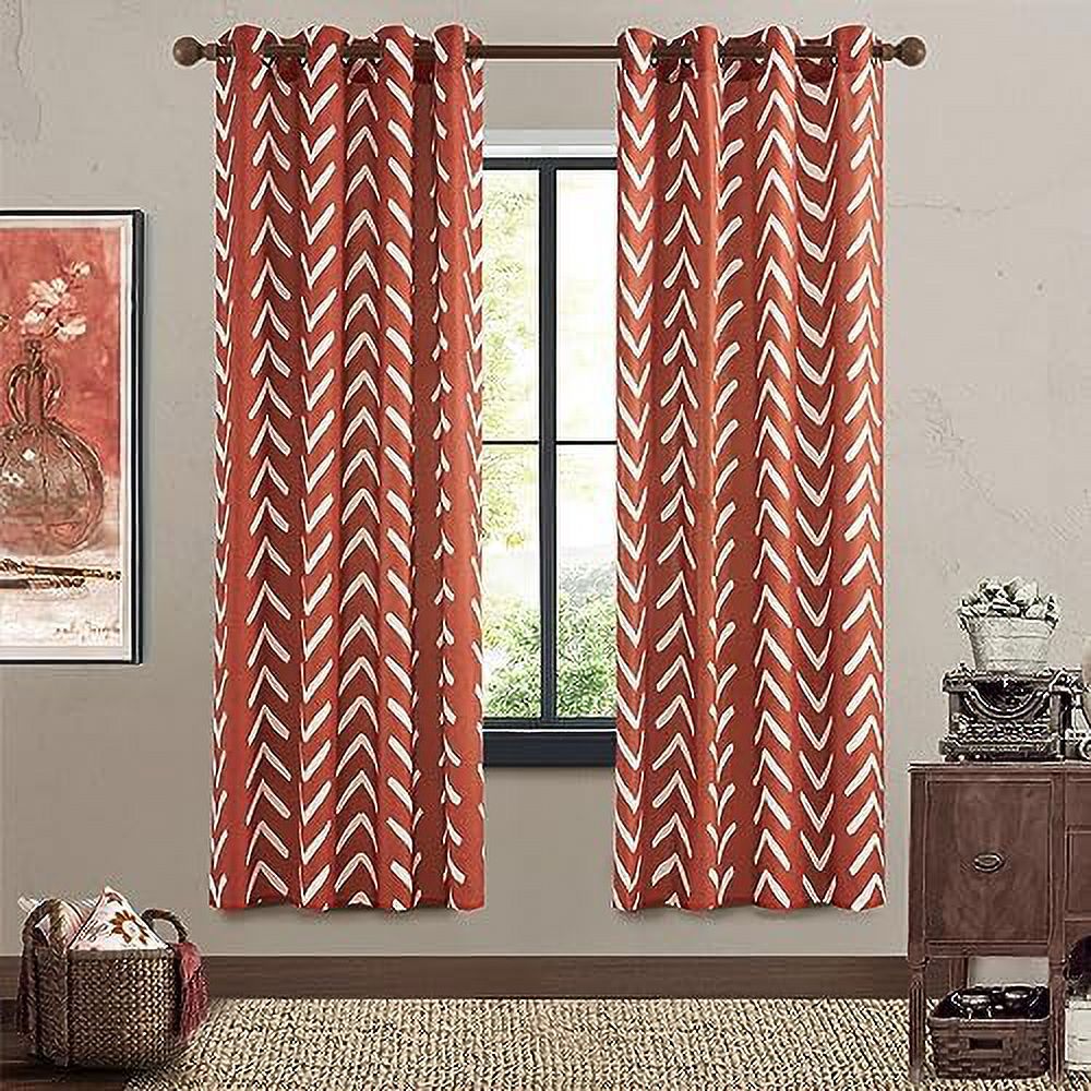 Burnt Orange Linen Curtains 84 Inch Length 2 Panels for Living Room
