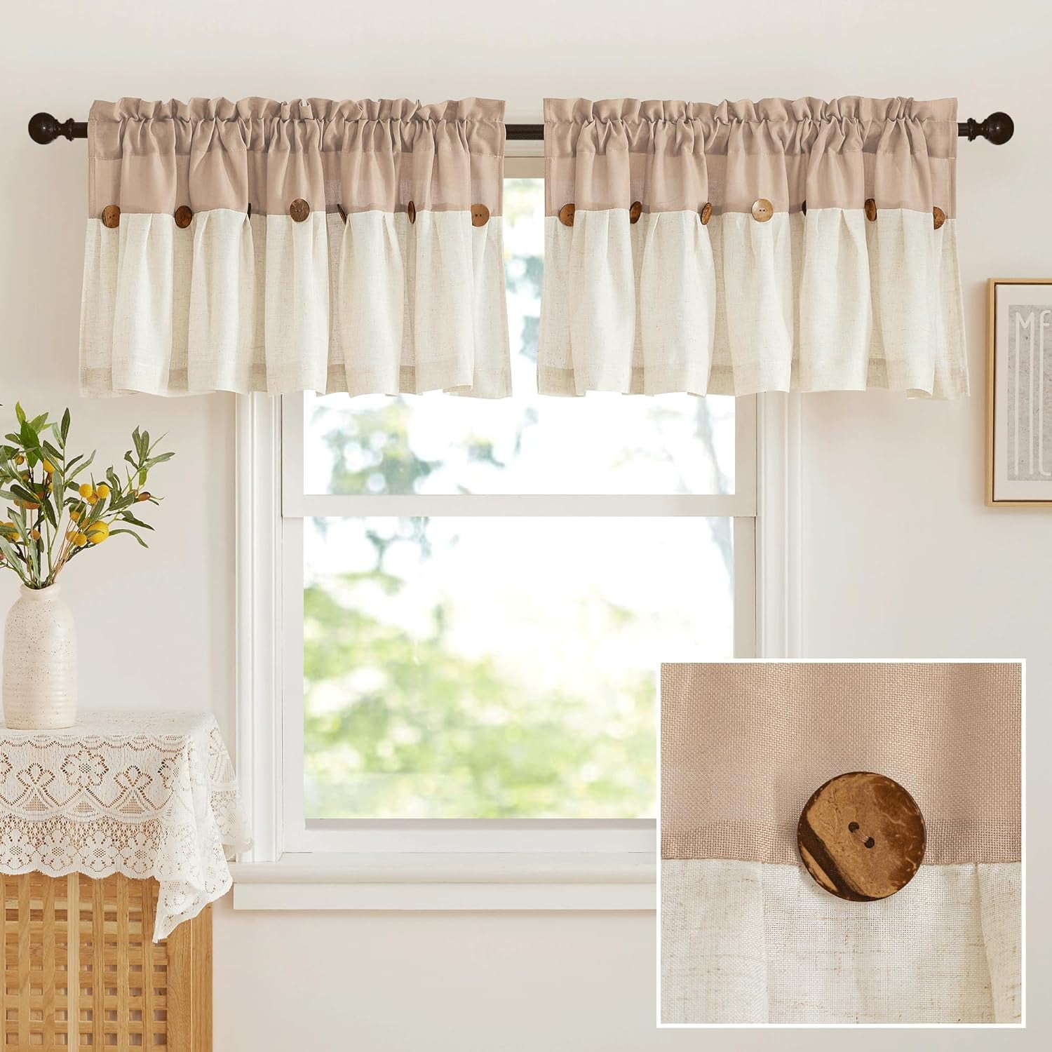 Burnt Orange Linen Valances for Kitchen Window, Farmhouse Country ...