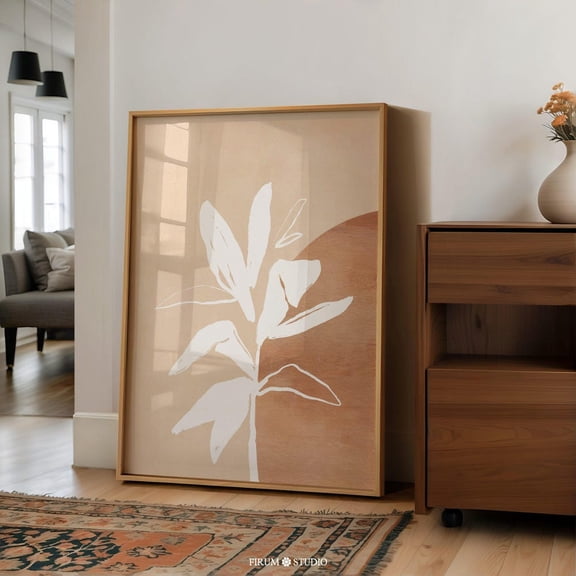 Burnt Orange Minimal Botanical Print Poster, Abstract Earth Tones Wall Art, Modern Abstract Art, Eclectic Apartment Decor, UNFRAMED PAPER POSTER, Home Decor, Vintage Gift, Living Room Dercor