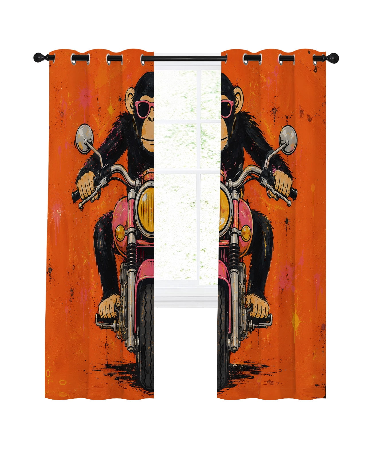 Burnt Orange Motorcycle Gorilla Blackout Curtains 39 Inches Length ...