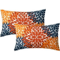 Burnt Orange Navy Blue Pillow Covers 12x20 in Fall Decor Dahlia Flowers Thanksgiving Autumn Decorative Couch Lumbar Pillow Cases Set of 2 Home Decor for Living Room Bedroom Bed Cushion Outdoor