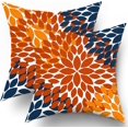 thumbnail image 1 of Burnt Orange Navy Blue Pillow Covers 20x20 in Fall Decor Dahlias Flowers Thanksgiving Autumn Decorative Couch Pillow Cases Set of 2 Home Decor for Living Room Bedroom Bed Cushion Outdoor, 1 of 6