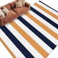 thumbnail image 1 of Burnt Orange Navy Blue Striped Large Area Rugs for Bedroom Living Room, Soft Non Slip Carpet Bedside Rug, Farmhouse Stripe Art Rectangular Floor Cover Kitchen Accent Rug 5'x7' for Dining Room/Office, 1 of 9