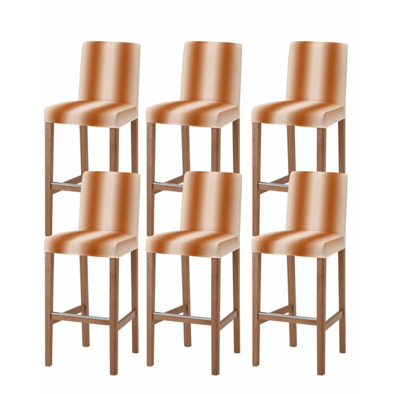 Burnt Orange Ombre Bar Stool Covers Set of 6, Modern Abstract Art Farmhouse Gradient Stretch Bar Chair Covers with Backs, Removable Pub Counter Height Chair Cover for Kitchen Dining Room Cafe