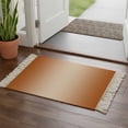 thumbnail image 1 of Burnt Orange Ombre Bathroom Rug 2'x3', Modern Gradient Abstract Art Low Profile Front Entryway Rug with Tassels, Woven Cotton Washable Kitchen Mat Carpet for Foyer Bedroom Back Door Decor, 1 of 9