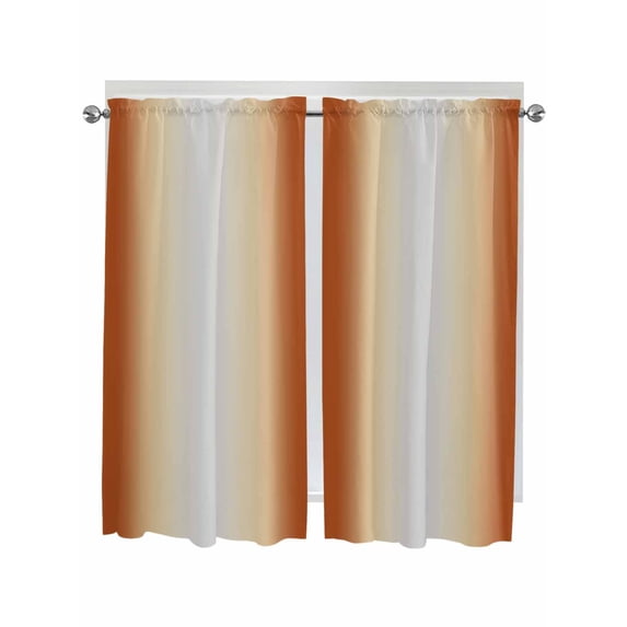 Burnt Orange Ombre Bathroom Window Curtain, Modern Grey Gradient Farmhouse Art Light Filtering Coffee Kitchen Curtains, Bedroom Living Room Curtains 2 Panel 84"x63"