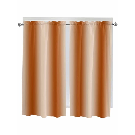 Burnt Orange Ombre Bedroom Curtains 63 Inches length, Farmhouse Orange Gradient Modern Art Window Treatment Curtain Drapes, Rod Pocket Curtain Panels for Living Room Kitchen, 42"x63", 2 Panels