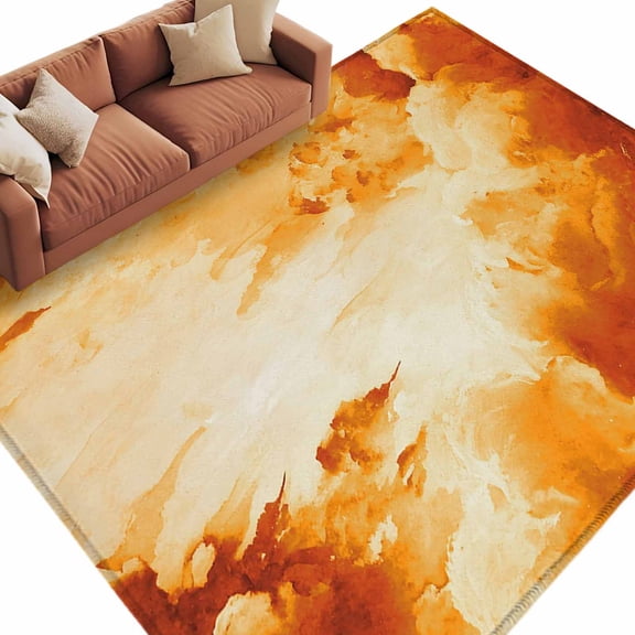 Burnt Orange Ombre Clouds Area Rug 5x8 Washable Rug Non Slip Modern Abstract Gradient Cloud Large Area Rug Soft Stainresistant Indoor Floor Carpet for Living Room Bedroom Office Dining Room Nursery
