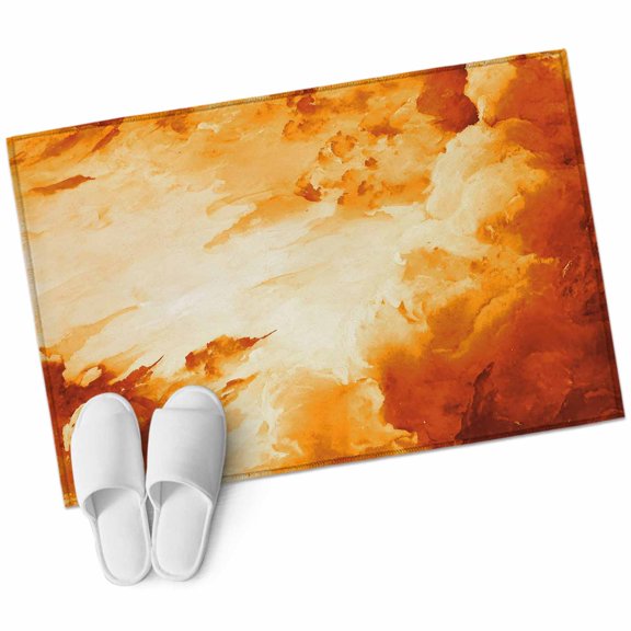 Burnt Orange Ombre Clouds Bathroom Rug Washable 2x3 Entryway Rug Non Slip Modern Abstract Gradient Cloud Front Door Mat Low Pile Indoor Doormat Throw Floor Carpet for Kitchen Bedroom Entrance