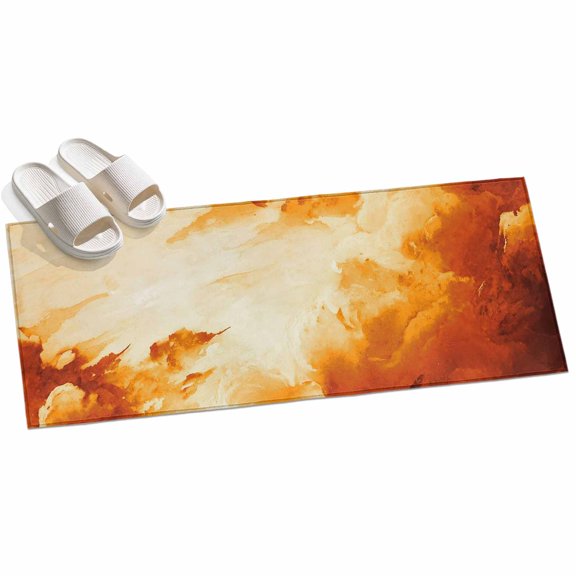 Burnt Orange Ombre Clouds Hallway Runner Rug 2x6 Washable Non Slip Kitchen Runner Rug for Bedside Bathroom Modern Abstract Gradient Cloud Indoor Floor Carpet Area Rugs for Living Room Bedroom Office
