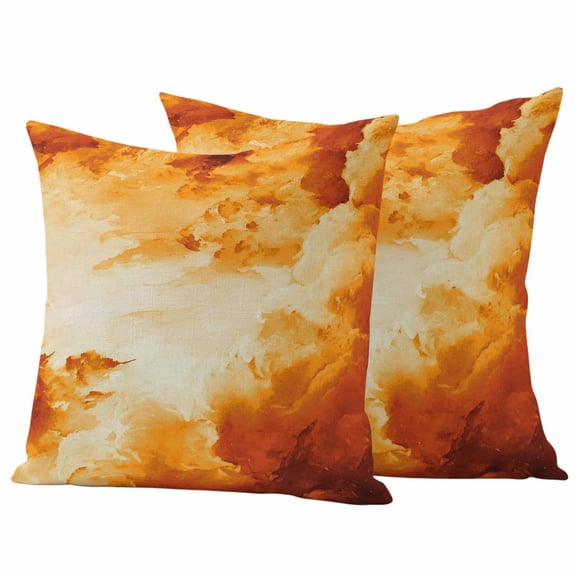 Burnt Orange Ombre Clouds Outdoor Waterproof Pillow Covers, Modern Abstract Gradient Cloud Decorative Square Throw Pillowcase Sofa Cushion Sham for Patio/Couch/Chair, 24"x24" 2 Pack