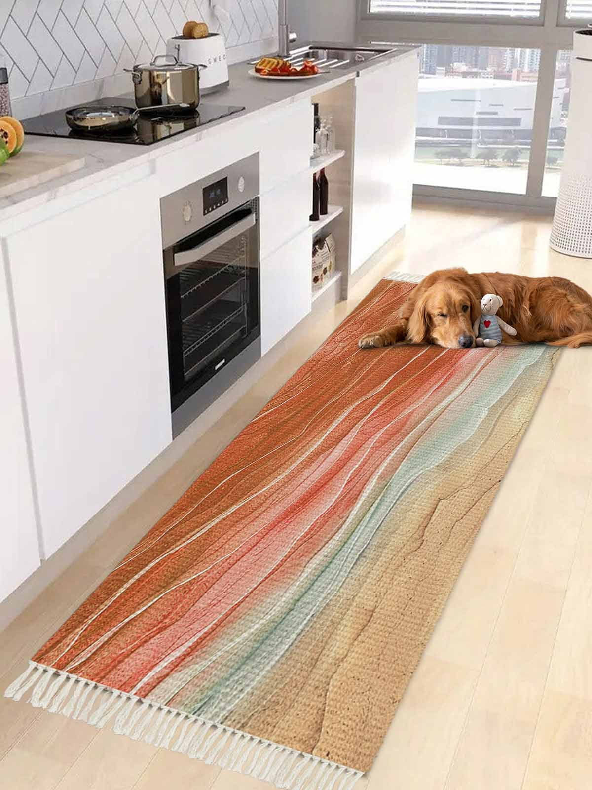 Burnt Orange Ombre Coastal Entryway Runner Rug 2x4ft,Summer Nautical ...