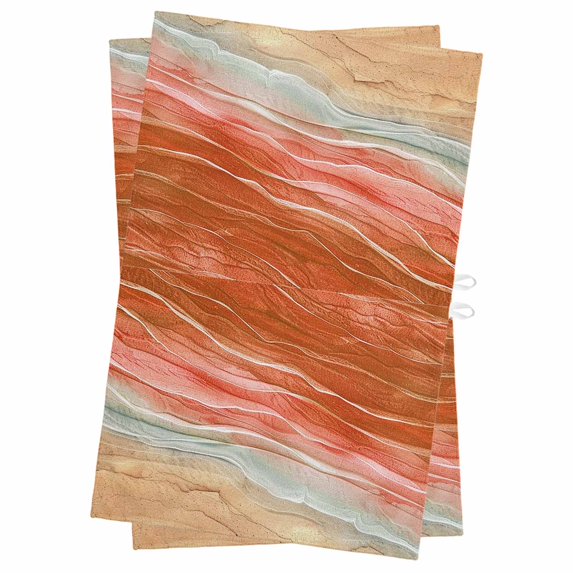 Burnt Orange Ombre Coastal Kitchen Towels Set of 2, Water Absorbent Dish Towel, Summer Nautical Beach Ocean Seaside Decorative Hand Towels - Quick Drying Cloth for Cooking Baking, 18x28 Inch