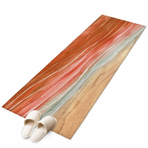 Burnt Orange Ombre Coastal Runner Rug 2x6 FT, Hallway Carpet, Summer Nautical Beach Ocean Seaside Washable Floor Carpet Throw Runner Carpet Long Rug for Entryway Kitchen Bedside Sliding Door