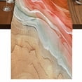 thumbnail image 1 of Burnt Orange Ombre Coastal Short Table Runner 60 Inches Long,Summer Nautical Beach Ocean Seaside Cotton Linen Table Runners Dresser Scarves,Tabletop Scarf Furniture Cover for Home Dinner Party13"x60", 1 of 8
