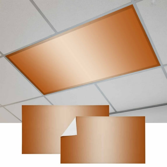 Burnt Orange Ombre Fluorescent Light Covers, Modern Gradient Abstract Art Magnetic Light Covers for Ceiling Lights, Fluorescent Ceiling Shade Filters for Classroom Bedroom Office 4x2Ft x 2PCS
