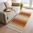 thumbnail image 1 of Burnt Orange Ombre Kitchen Runner Rug 2'x4',Modern Abstract Art Farmhouse Gradient Washable Rug with Tassels,Non Slip Woven Cotton Bathroom Rugs Hallway Carpet for Foyer Bedroom Entry Back Door Decor, 1 of 9