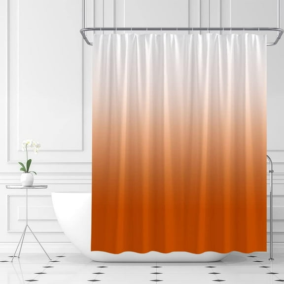 Burnt Orange Ombre Shower Curtain Gradient Orange White Fabric Bathroom Curtains Decor Set with Hook(36" WX72 H)