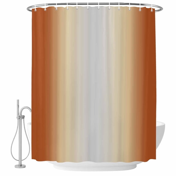 Burnt Orange Ombre Shower Curtain Set - Extra Long 72" x 96" Washable Bathtub Curtain with 12 Hooks, Modern Grey Gradient Farmhouse Art Waterproof Fabric Shower Curtains for Bathroom/Bathtub Décor