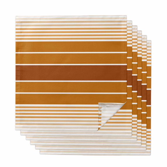 Burnt Orange Ombre Stripe Cloth Napkins, Farmhouse Striped Gradient Washable and Reusable Dinner Napkins Set of 6, Table Napkin for Kitchen Party Birthday Wedding Hotel Housewarming 20"x20"