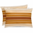 thumbnail image 1 of Burnt Orange Ombre Stripe Pillow Cases King Size Set of 2, Smooth Satin Pillowcase for Hair and Skin, Farmhouse Striped Gradient Decorative Cooling Bed Pillow Covers with Zipper, 20x36 Inches, 1 of 5