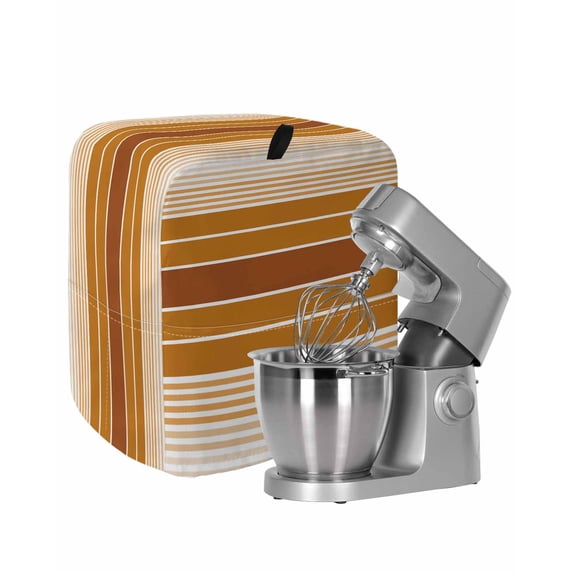 Burnt Orange Ombre Stripe Stand Mixer Dust Cover with Storage Pocket & Handles, Farmhouse Striped Gradient Fits All Tilt Head & Bowl Lift Kitchen Appliance Cover Organizer Bag Accessories, 6-8 Quart