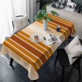 thumbnail image 1 of Burnt Orange Ombre Stripe Table Cloth Waterproof Tablecloths, Farmhouse Simple Striped Tablecloth Dining Table Cover for Kitchen Party Tabletop Outdoor, Rectangle Tablecloth 54x108 Inch, 1 of 9