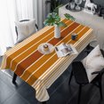 thumbnail image 1 of Burnt Orange Ombre Stripe Table Cloth Waterproof Tablecloths, Farmhouse Striped Gradient Tablecloth Dining Table Cover for Kitchen Party Tabletop Outdoor, Rectangle Tablecloth 54x108 Inch, 1 of 9