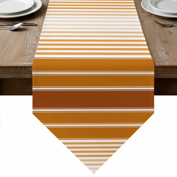 Burnt Orange Ombre Stripe Table Runner Linen Burlap Table Runner 70 Inches Long Farmhouse Simple Striped Dresser Scarves for Kitchen Island Coffee Dining Party Wedding Banquet Holiday Decor 13"x70"
