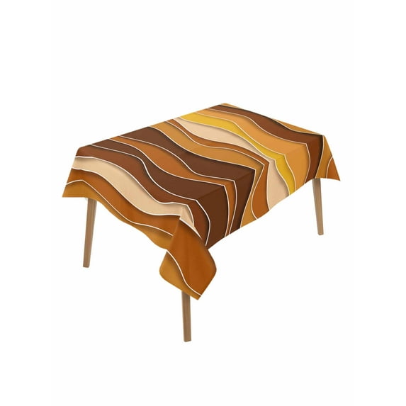 Burnt Orange Ombre Table Cloth, Abstract Art Moire Ocean Waves Waterproof Tablecloth for Rectangle Tables, Reusable Washable Fabric Table Cover for Restaurant Kitchen Dining Tables 60"x84"