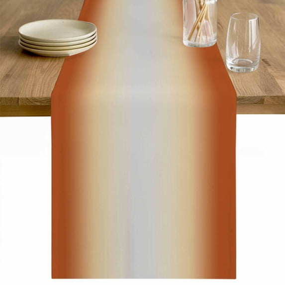 Burnt Orange Ombre Table Runner - 70 Inch Long Modern Grey Gradient Farmhouse Art Cotton and Linen Blended Dress Scarves Farmhouse Table Runner for Kitchen Dining, Coffee Table, 13" x 70"