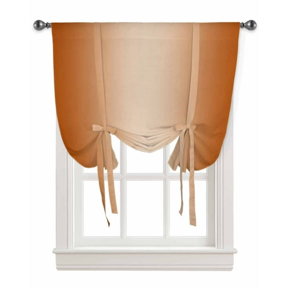Burnt Orange Ombre Tie Up Curtains for Kitchen Bathroom Bedroom Windows 45 Inch Length, Modern Abstract Gradient Color Art Balloon Drape Curtains Shade Rod Pocket Drapery Curtain Panel, 42"x45"