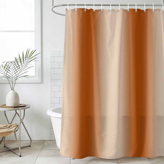 Burnt Orange Ombre Waterproof Shower Curtain, 48"x72" Washable Polyester Fabric Shower Curtains for Bathroom, Modern Abstract Art Farmhouse Gradient Decorative Bathtub Curtain Sets with Hooks
