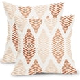 thumbnail image 1 of Burnt Orange Outdoor Pillow Covers 18x18 Inch Boho Bohemian Geometric Decorative Throw Pillow Covers Boho Pillowcases Cotton Linen Cushion Covers for Couch Sofa Bed Home Decor (Pack of 2), 1 of 6
