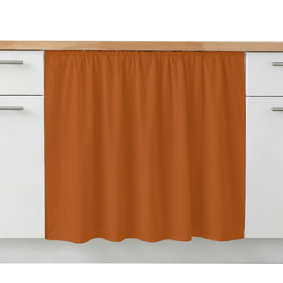 Burnt Orange Oven Skirt Curtain for Kitchen Decor 28"x35", Fall Autumn Thanksgiving Farmhouse Solid Color Self Adhesive Stove Curtains Skirt Cabinet Curtains for Bathroom Laundry Room