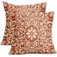 thumbnail image 1 of Burnt Orange Pillow Covers 18x18 Set of 2 Orange Cream Bohemian Ethnic Carpet Boho Style Vintage Flower Print Decorative Throw Pillows Outdoor Square Cushion Cases Farmhouse Decor for Home Sofa Bed, 1 of 1