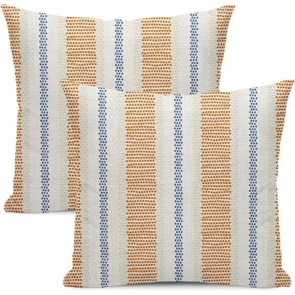 Burnt Orange Pillow Covers 20x20 Inch 2 Pcs Boho Navy Blue Polka Dots Striped Decor Throw Pillows Modern Geometric Outdoor Fall Farmhouse Decoration Pillowcase Linen Cushion Cover for Couch