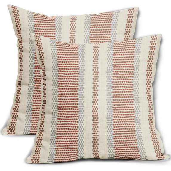 Burnt Orange Pillow Covers 20x20 Set of 2 Gray Grey Dot Print Striped Decorative Outdoor Pillowcases Boho Rustic Farmhouse Decorative Throw Cushion Case Decor for Couch Sofa Bed