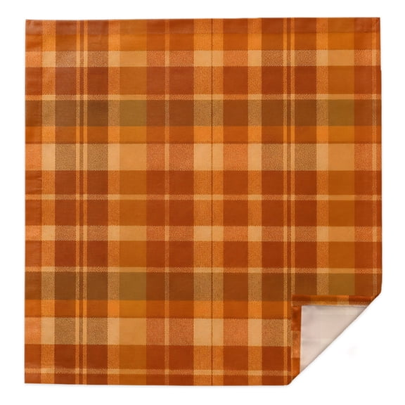Burnt Orange Plaid Cloth Napkins Set of 1 Fall Brown Tan Grids Crossing Lines Blocks Soft Washable Square Dinner Napkins for Party Wedding Restaurant Hotel Cocktail 20x20 Inch