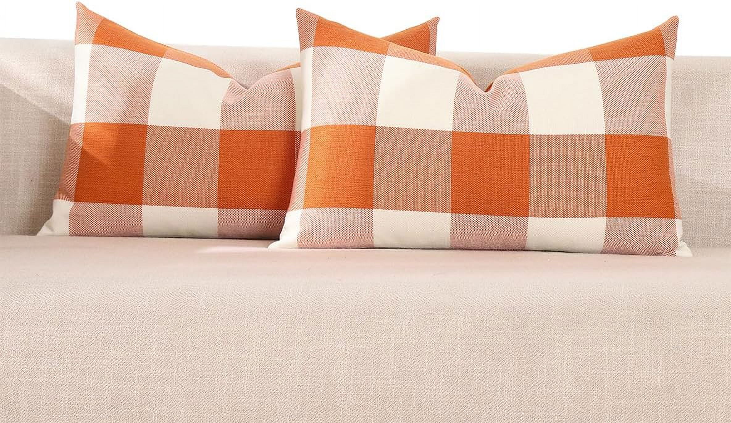 Fall Checkered Outdoor Pillows Burnt Orange Plaid Fall Lumbar
