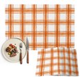 thumbnail image 1 of Burnt Orange Plaid Placemats Set of 2, Gingham Check Minimalist Grid Farmhouse Washable Wipeable Table Mats for Dining Tables, Indoor Outdoor Kitchen Place Mats for Holiday Party Table Decor, 1 of 9