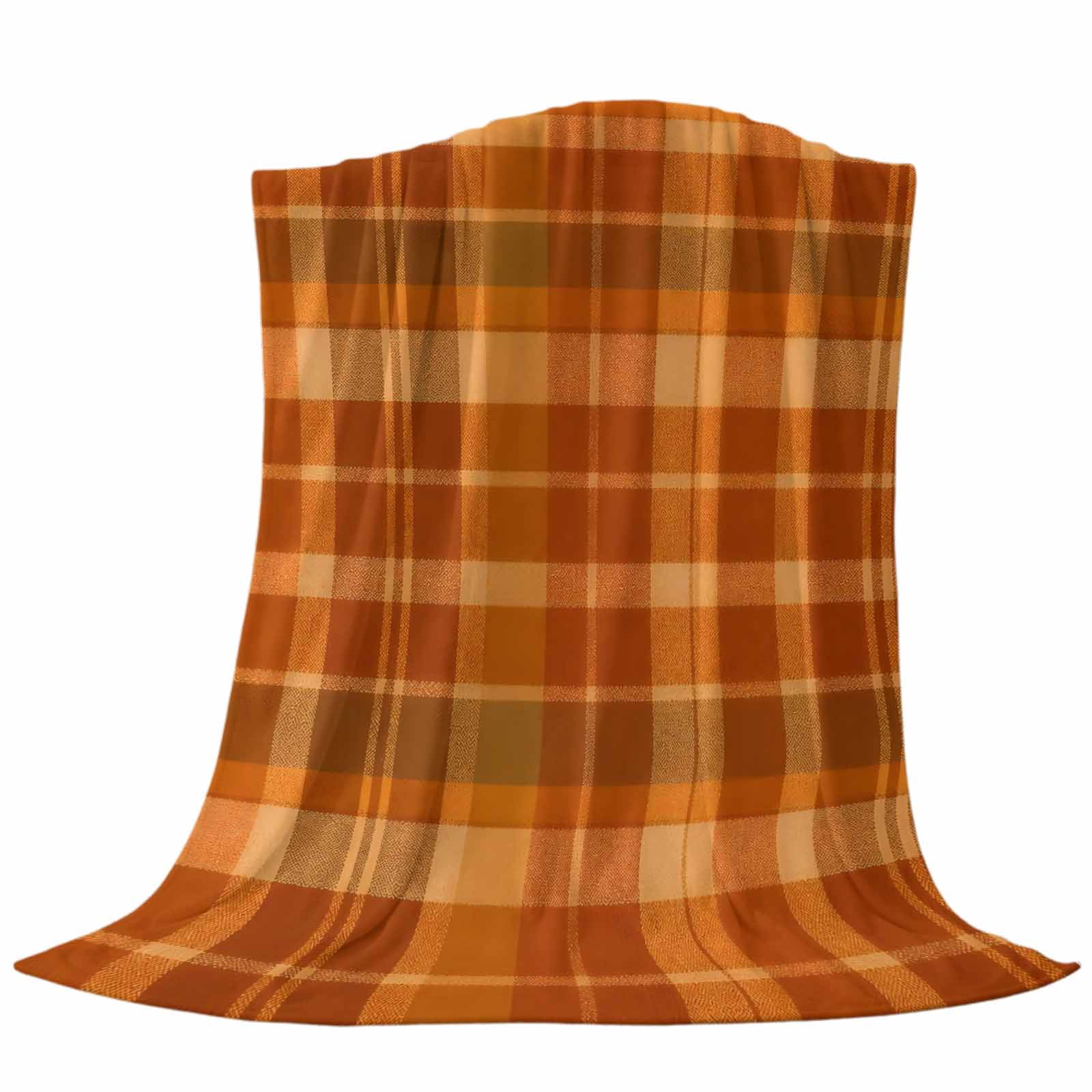 Burnt Orange Plaid Throw Flannel Blanket Fall Brown Tan Grids Crossing ...