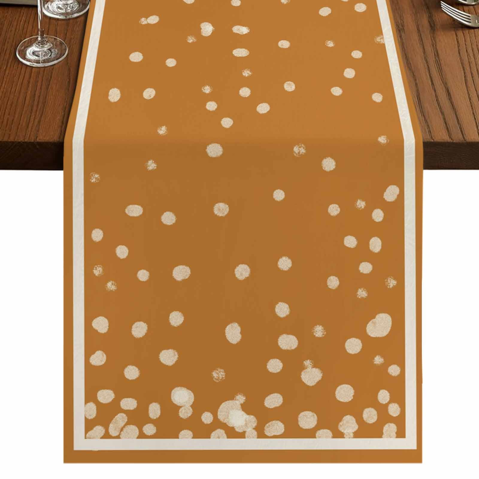 Burnt Orange Polka Dot Burlap Cotton Table Runner 16x72 Inches Long ...