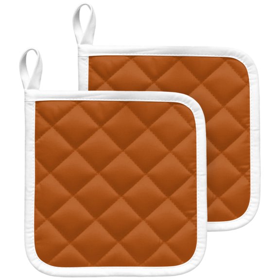Burnt Orange Pot Holders for Kitchen Heat Insulation Potholder,Kitchen Pot Holders Sets Washable Oven Hot Pads Terry Cloth Trivet for Cooking Fall Autumn Thanksgiving Farmhouse Solid Color 2 Pack
