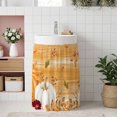 thumbnail image 1 of Burnt Orange Pumpkin Fall Small Sink Skirt, Bathroom Vanity Cabinet Adhesive Curtain, Thanksgiving Autumn Leaves Utility Under Sink Cover Decorative Kitchen Cabinet Curtains 10"x11", 1 of 8