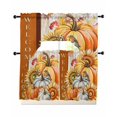 thumbnail image 1 of Burnt Orange Pumpkins Fall Swag Curtains for Living Room/Bedroom Windows, Thanksgiving Botanical Wooden Retro Kitchen Curtains and Valances Set 36 Inch Length, Swags Valance Curtain Panels, 1 of 5