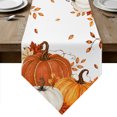 thumbnail image 1 of Burnt Orange Pumpkins Fall Table Runner Linen Burlap Table Runner 108 Inches Long Thanksgiving Botanical Maple Leaves Dresser Scarves for Kitchen Island Coffee Dining Room Party Decor 13"x108", 1 of 8
