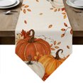thumbnail image 1 of Burnt Orange Pumpkins Fall Table Runner Linen Burlap Table Runner 60 Inches Long Thanksgiving Maple Leaves Autumn Rustic Dresser Scarves for Kitchen Island Coffee Dining Room Party Decor 13"x60", 1 of 8